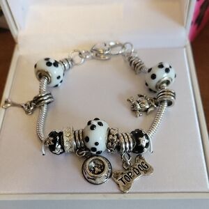 Be Charmed Top Dog Silver and Black Charm Bracelet